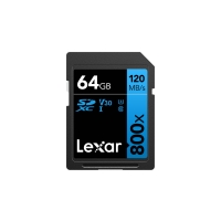 Lexar Professional 800x SDXC UHS-I cards, C10 V10 U1, R120/45MB 64GB