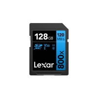 Lexar Professional 800x SDXC UHS-I cards, C10 V10 U1, R120/45MB 128GB